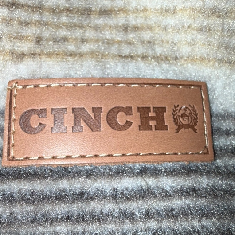 ▶️ Cinch ◀️ Men's Striped Western Polar Fleece Full Zip Vest - Brown. Medium - Picture 12 of 14